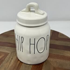 Rae Dunn BY Magenta white Ceramic Dimply HIP HOP Canister Spring Bunny 5.5" x 4"